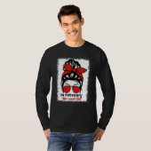 In February We Wear Red Messy Bun Heart Disease Aw T-shirt (Voorkant volledig)