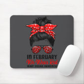In February We Wear Red Messy Bun - Heart Disease  Muismat (Met muis)