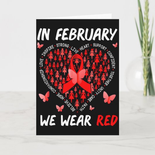 In February We Wear Red Support Heart Disease Awar Kaart (Voorkant)