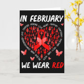 In February We Wear Red Support Heart Disease Awar Kaart (Gele Bloem)