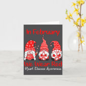 In February We Wear Red Three Gnomes Heart Disease Kaart (Gele Bloem)