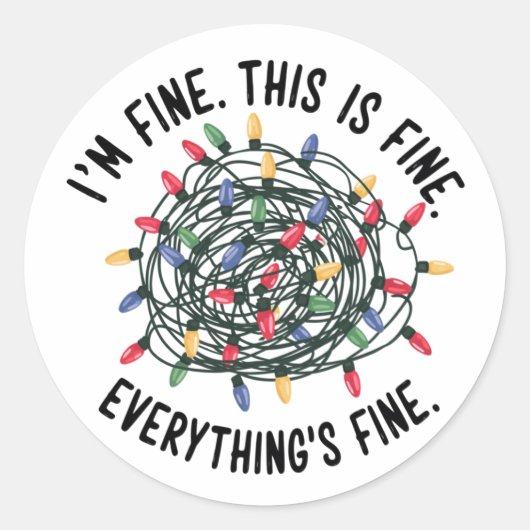 In Fine This is Fine Alles is in orde Grappige Ker Ronde Sticker (Voorkant)