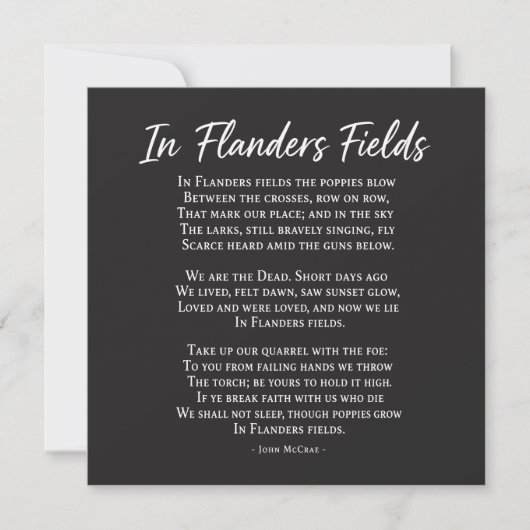 In Flanders Fields Gedicht Herdenkingsdag Kaart (Voorkant)