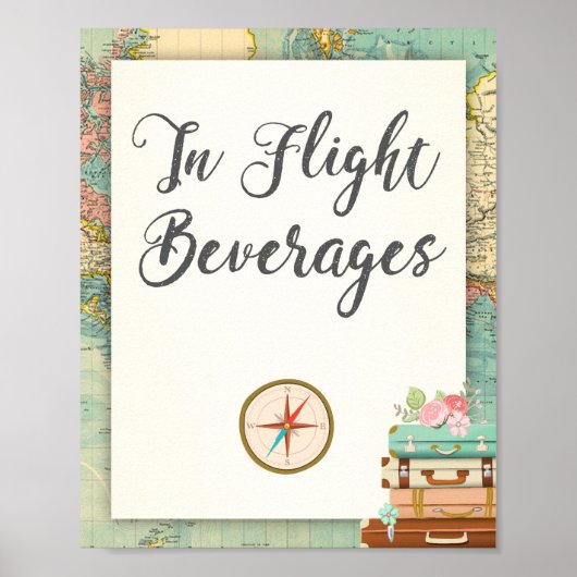 In Flight Beverages Travel Adventure Drinken Sign. Poster (Voorkant)