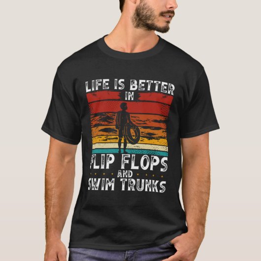 In Flip Flops And Swim Trunks Swimming T-shirt (Voorkant)