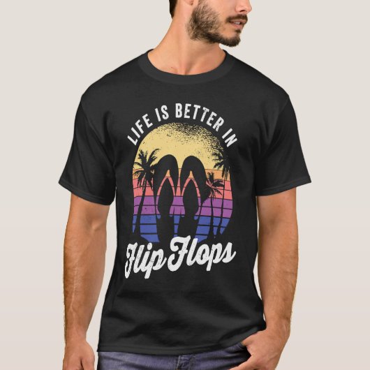 in flip flops for an retro beach vacation t-shirt (Voorkant)