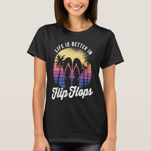 in flip flops for an retro beach vacation t-shirt (Voorkant)