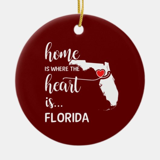 In Florida thuis is het hart gepersonaliseerd Keramisch Ornament (Voorkant)