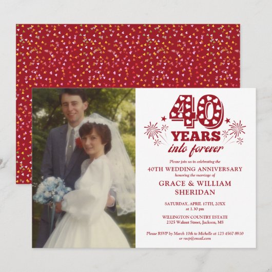 In Forever 40th Wedding Jubileum Foto Kaart (Voorkant / Achterkant)
