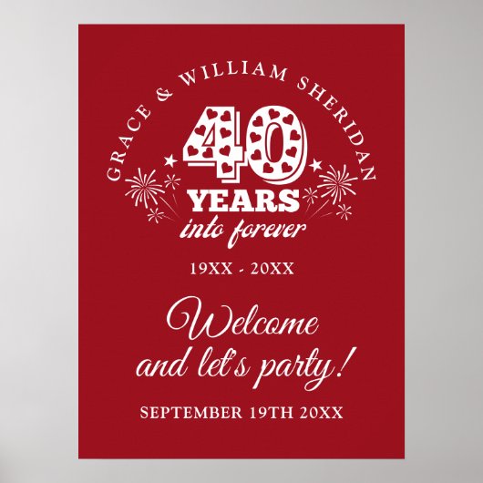 In Forever Ruby 40th Jubileum Welkom Teken Poster (Voorkant)