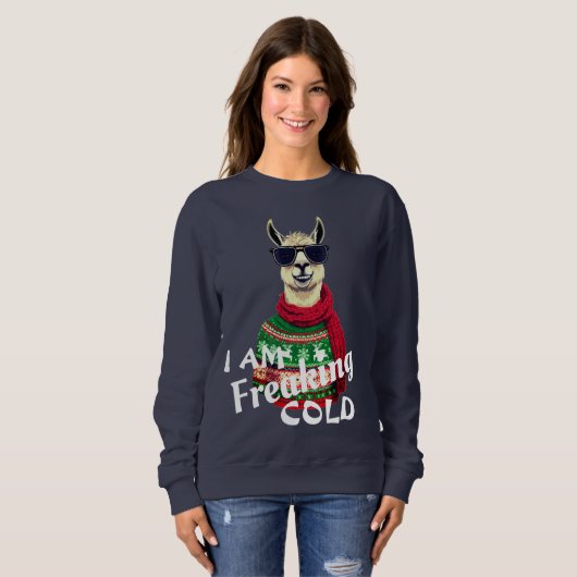 In freaking koude Sweatshirt - Cool lama Kerstmis (Voorkant volledig)
