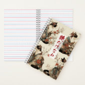 "In Full Bloom" Japanese Cat in Kimono Art Notitieboek (Binnen)