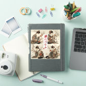 "In Full Bloom" Japanese Cat in Kimono Art Sticker (iPad Cover)