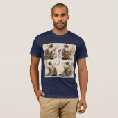 "In Full Bloom" Japanese Cat in Kimono Art T-shirt (Voorkant volledig)