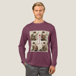 "In Full Bloom" Japanese Cat in Kimono Art Tri-Blend Shirt