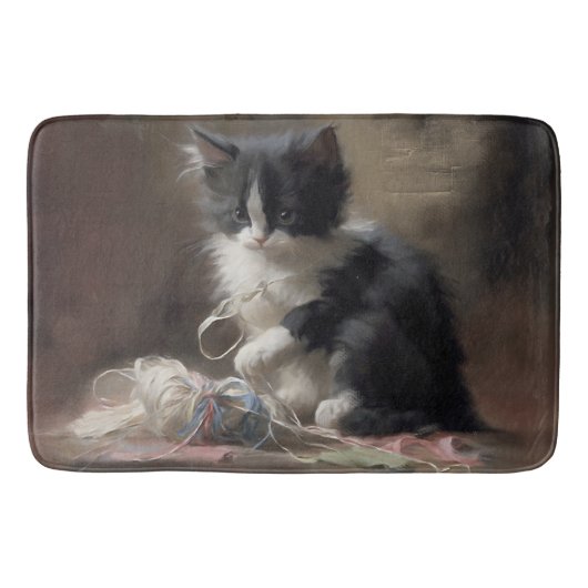 In Fun Black en White Kitten Badmat (Voorkant)
