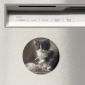 In Fun Black en White Kitten Magneet (Insitu (Vaatwasser))