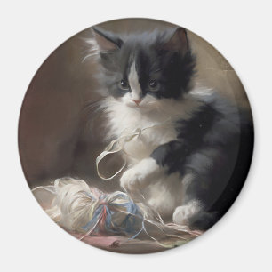 In Fun Black en White Kitten Magneet
