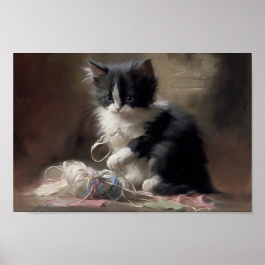 In Fun Black en White Kitten Poster (Voorkant)