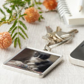 In Fun Black en White Kitten Sleutelhanger (Zijkant)