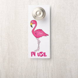 In gebruik / Vacant Roze Flamingo Bird Bathroom De Deurhanger