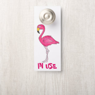 In gebruik / Vacant Roze Flamingo Bird Bathroom De Deurhanger