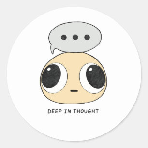 In gedachten verzonken ronde sticker