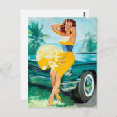 In geel dress omhoog briefkaart (Voorkant / Achterkant)