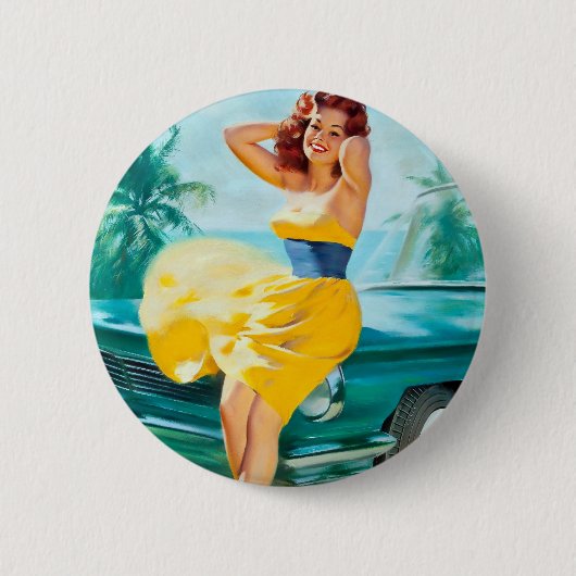 In geel dress omhoog ronde button 5,7 cm (Voorkant)