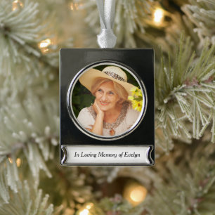In geheugen  Legant Photo Memorial Keepslag Verzilverd Banner Ornament