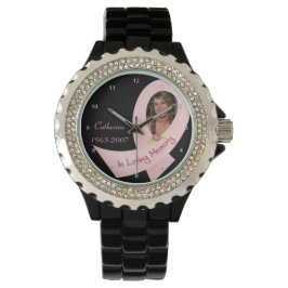 In geheugen roze lint fotosjabloon horloge