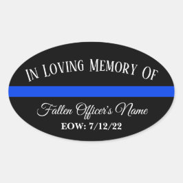 IN GEHEUGEN VAN DE FALLEN OFFICER THIN BLUE LINE S OVALE STICKER