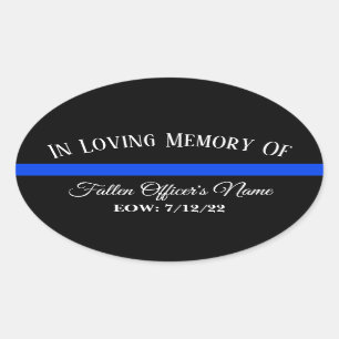 IN GEHEUGEN VAN DE FALLEN OFFICER THIN BLUE LINE S OVALE STICKER