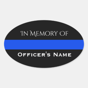 IN GEHEUGEN VAN DE FALLEN OFFICER THIN BLUE LINE S OVALE STICKER