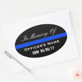 IN GEHEUGEN VAN DE FALLEN OFFICER THIN BLUE LINE S OVALE STICKER (Envelop)