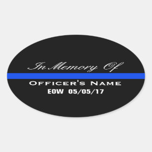 IN GEHEUGEN VAN DE FALLEN OFFICER THIN BLUE LINE S OVALE STICKER