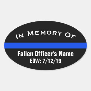 IN GEHEUGEN VAN DE FALLEN OFFICER THIN BLUE LINE S OVALE STICKER