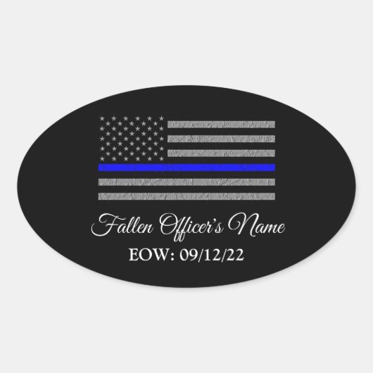IN GEHEUGEN VAN FALLEN OFFICER OVAL BUMPERSTICKER OVALE STICKER (Voorkant)
