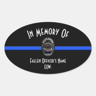 IN GEHEUGEN VAN FALLEN OFFICER OVAL BUMPERSTICKER OVALE STICKER