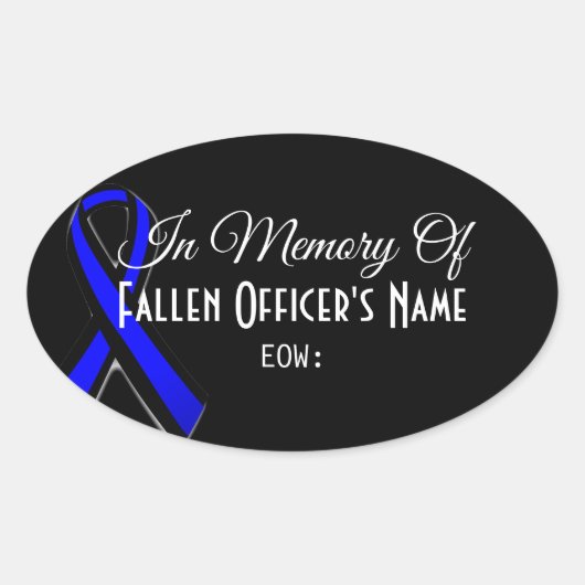 IN GEHEUGEN VAN FALLEN OFFICER OVAL BUMPERSTICKER OVALE STICKER (Voorkant)