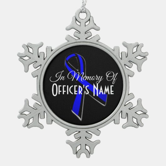 IN GEHEUGEN VAN HET FALLEN OFFICER PEWTER-ORNAMENT TIN SNEEUWVLOK ORNAMENT (Voorkant)