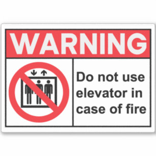 In geval van brand geen lift gebruiken sticker