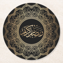 in glas ramadan kareem ronde kartonnen onderzetter
