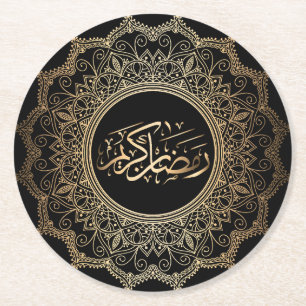 in glas ramadan kareem ronde kartonnen onderzetter