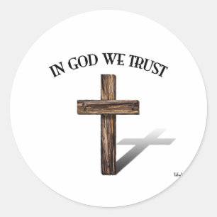 In God die wij met ruw kruis hebben vertrouwd op Ronde Sticker