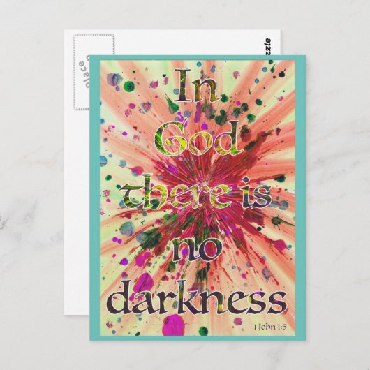 "In God is er geen duisternis" 1 John 1:5 Bijbelku Briefkaart (Voorkant / Achterkant)
