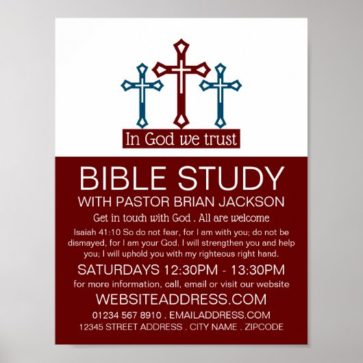 In God vertrouwen, Crucifix, Christelijke Bijbelkl Poster (Voorkant)