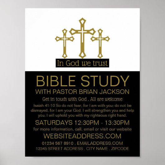 In God vertrouwen, Crucifix, Christelijke Bijbelkl Poster (Voorkant)