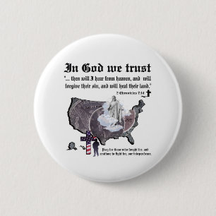 IN GOD VERTROUWEN WE - 2 Chronicles 7:14 Ronde Button 5,7 Cm