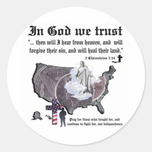 IN GOD VERTROUWEN WE - 2 Chronicles 7:14 Ronde Sticker
